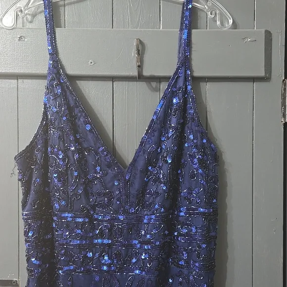 Primavera Couture Blue Sequin Prom Dress